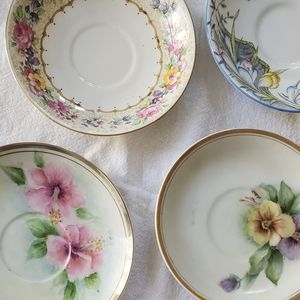 7 Vintage Bone China Tea Assortment Saucers